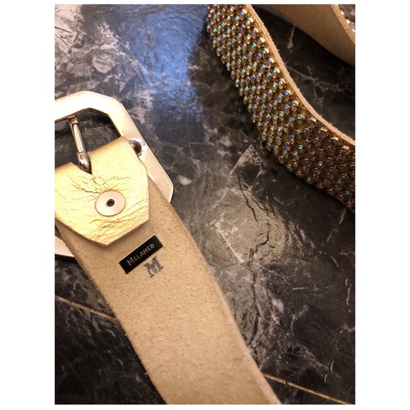 ON HOLD Vintage Genuine Leather Jeweled Belt - Picture 3 of 3